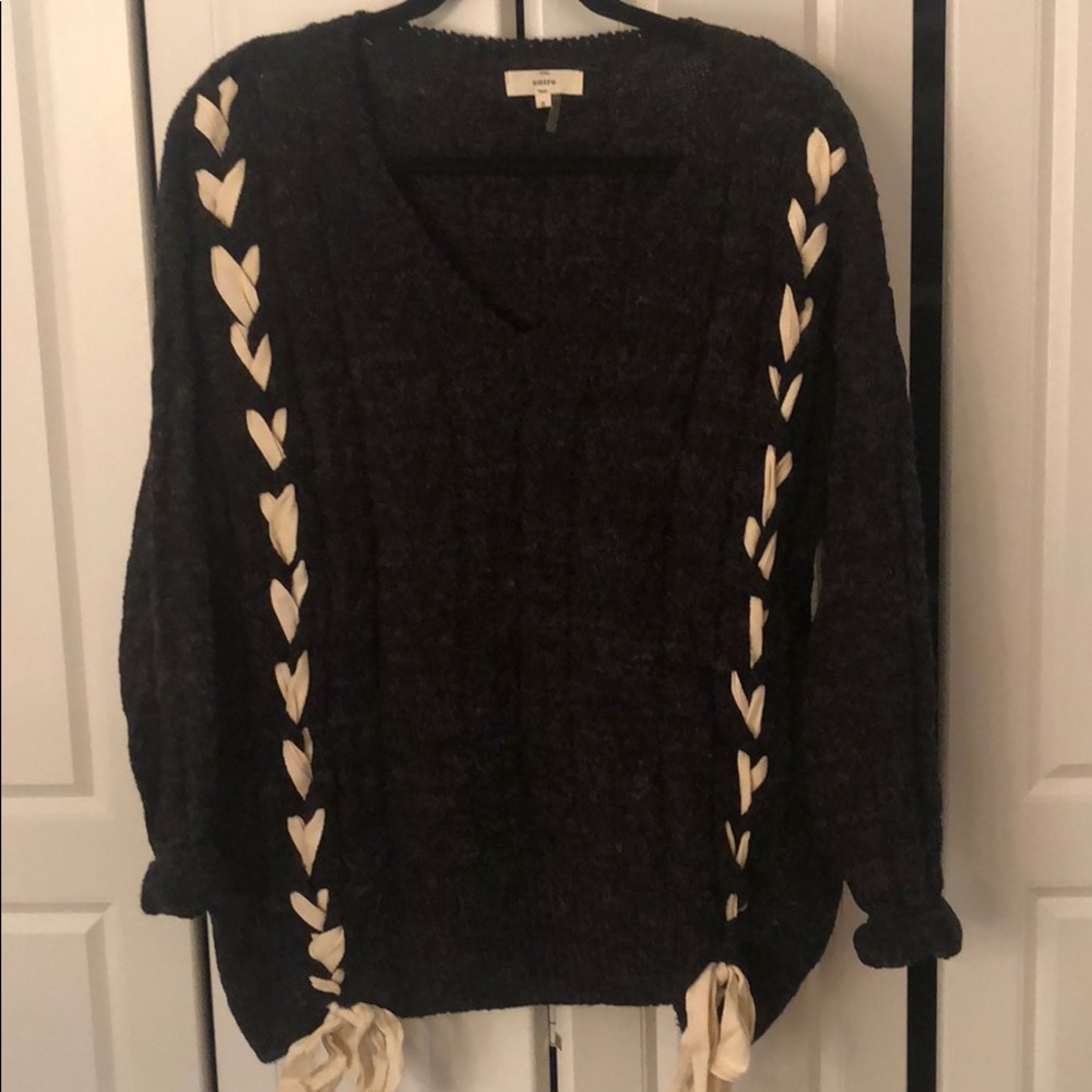 Entro Charcoal Sweater with Braiding Detail